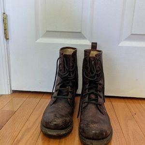 Combat Boots - Dark Brown Stone Antiqued, Size 7.5